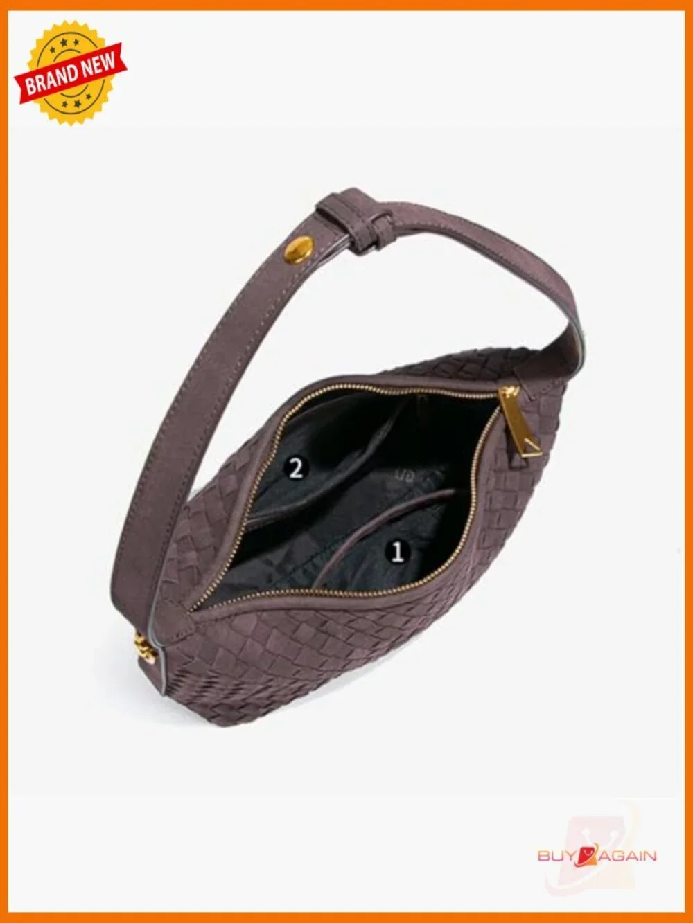 Faux Suede Woven Hobo Tote Crossbody Shoulder Bag with Zipper